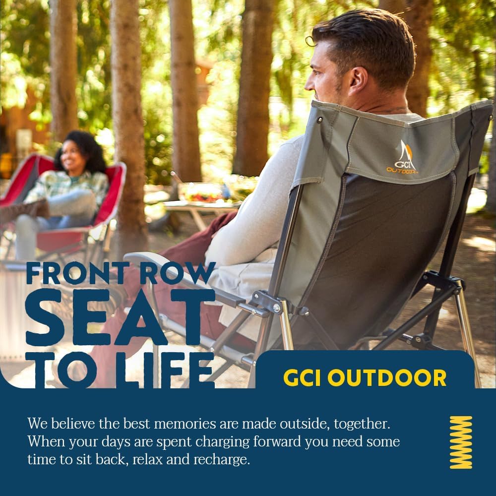 Portable RoadTrip Rocking Chair with Cup Holder Gray