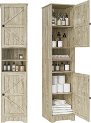 Tall Bathroom Storage Cabinet Slim Adjustable Shelf Grey