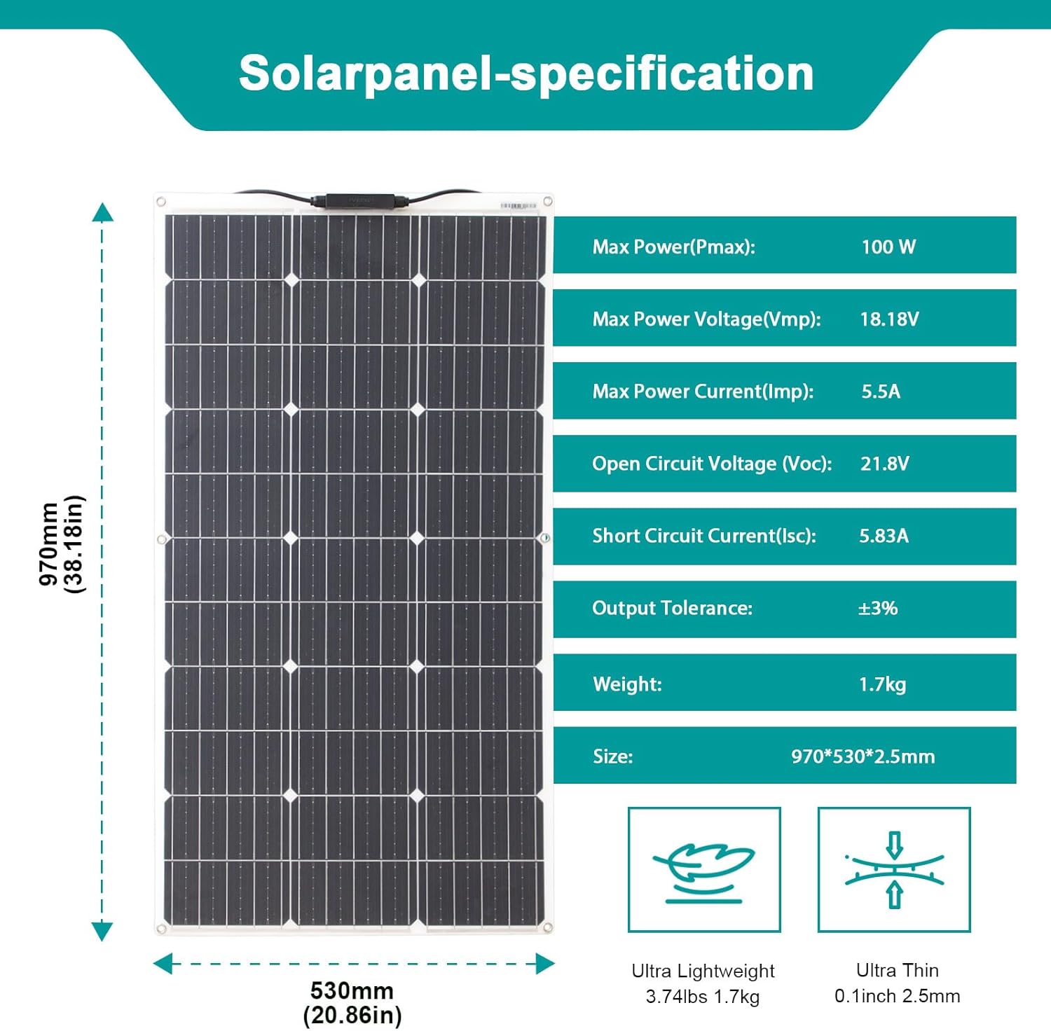 100W Flexible Solar Panel Kit 12V 24V Controller