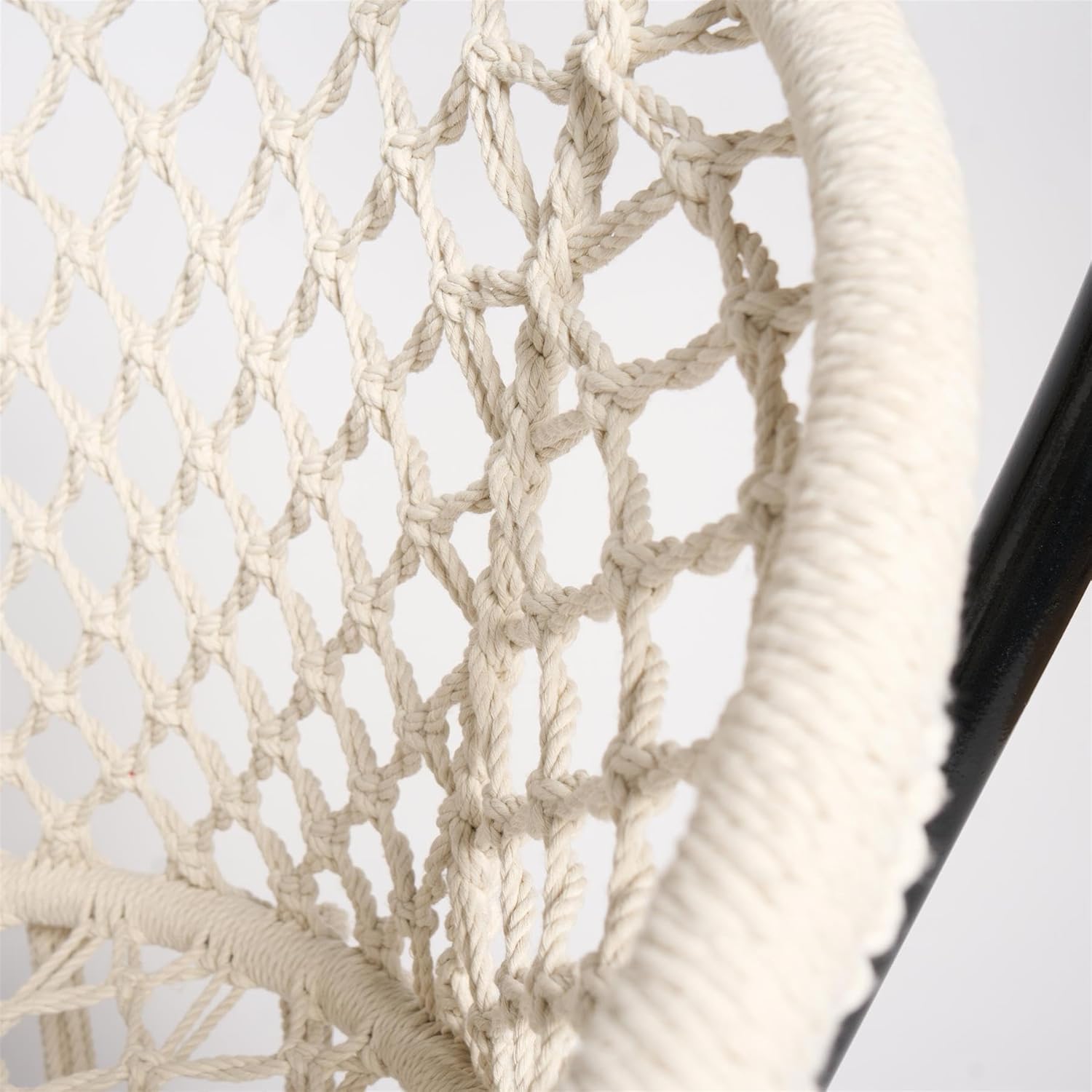 Macrame Egg Chair with Stand Cream Hanging Swing Chair