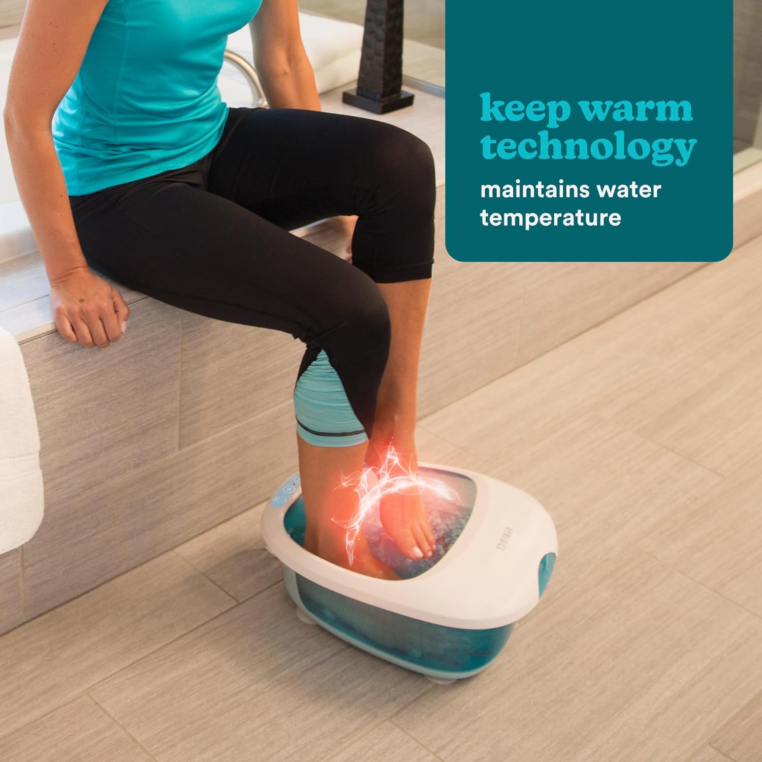 Foot Spa Massager Heat Bubble Rollers Pedicure Bath UK12