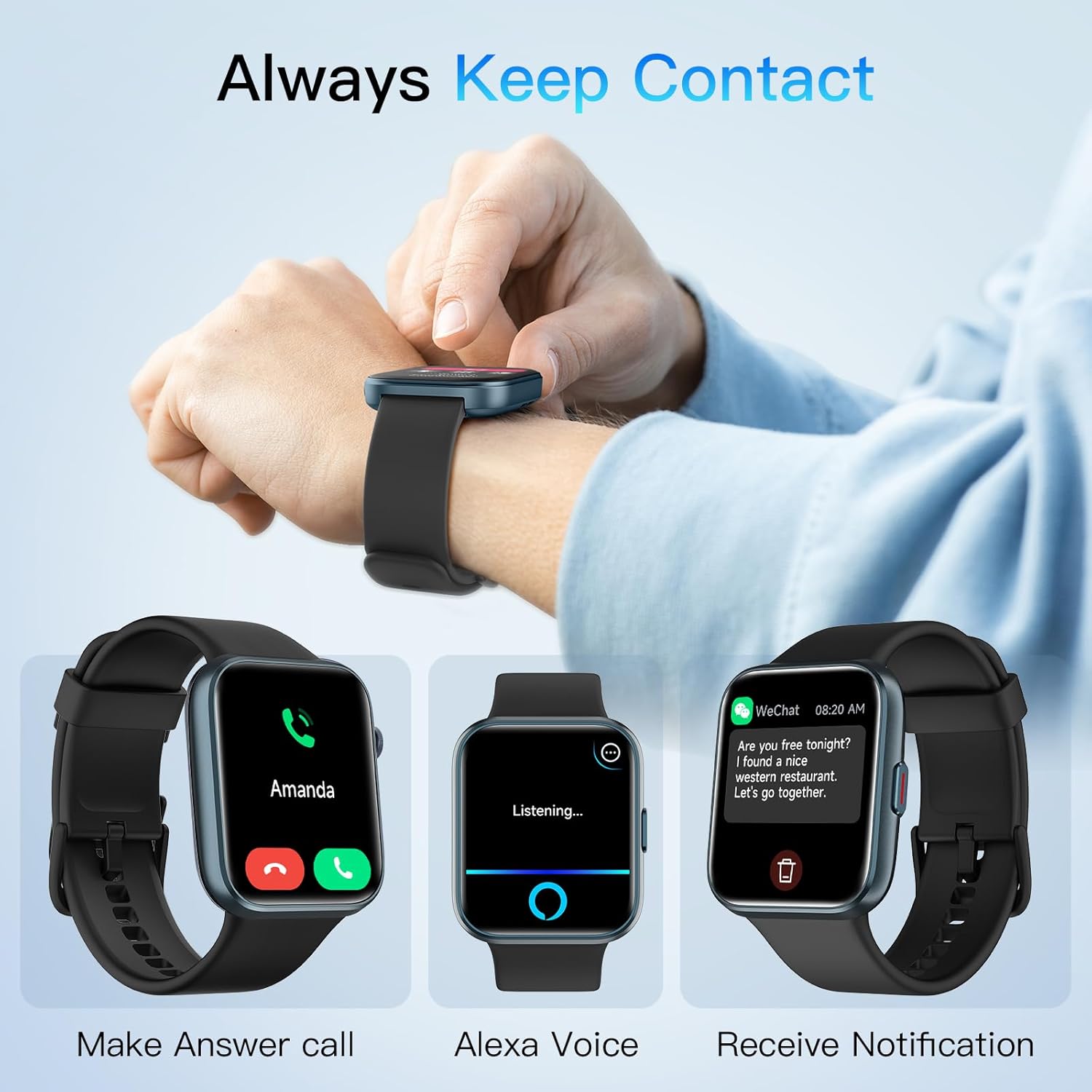 Smart Watch Bluetooth Calling Alexa 120 Sports Waterproof