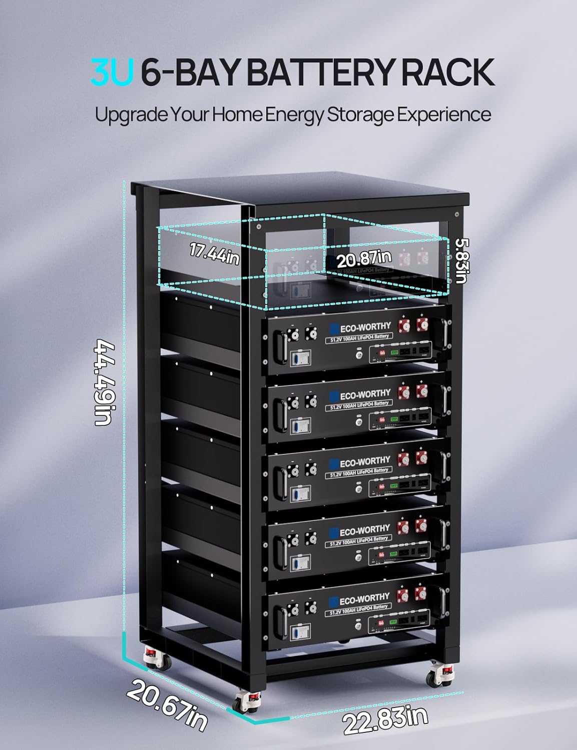 3U 6 Layer Server Rack with Wheels Energy Storage