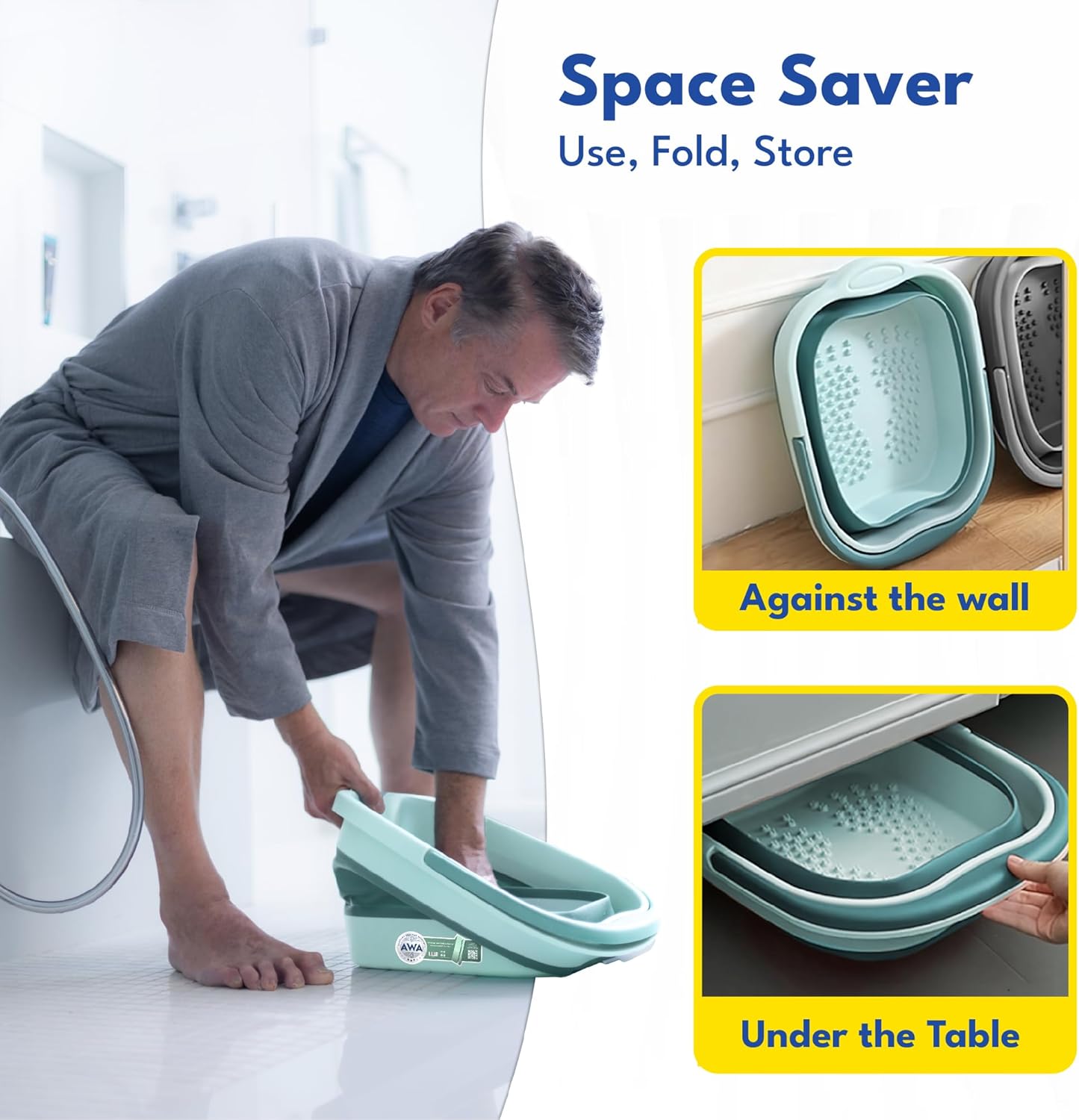 Foldable Foot Bath Basin Acupressure Soak Tub Portable Spa