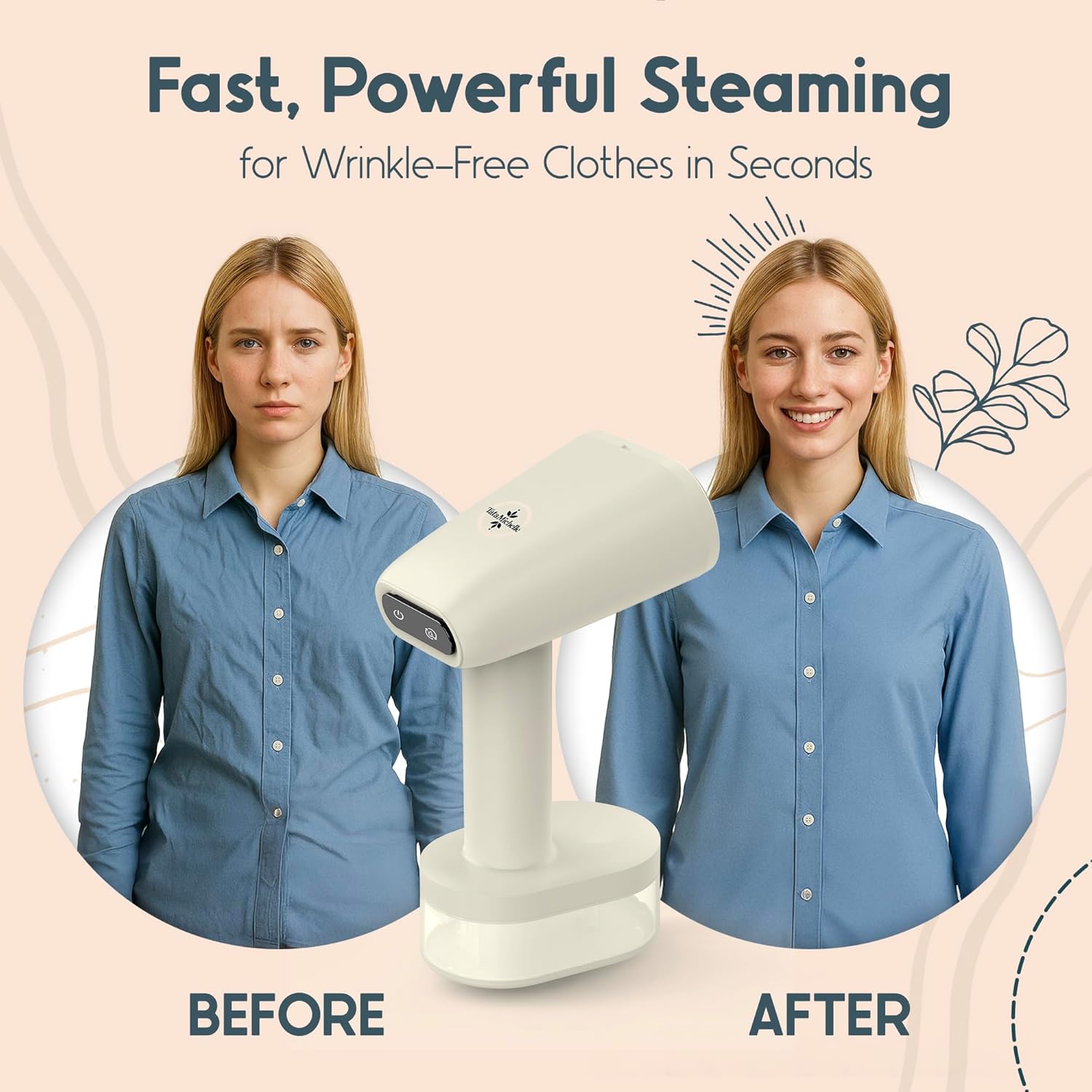 Handheld Garment Steamer 1600W 30s Heat 250ml Tank Travel