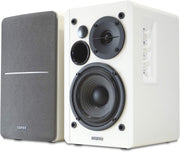 Active Bookshelf Speakers 42W Stereo Dual RCA Wood Cabinet White