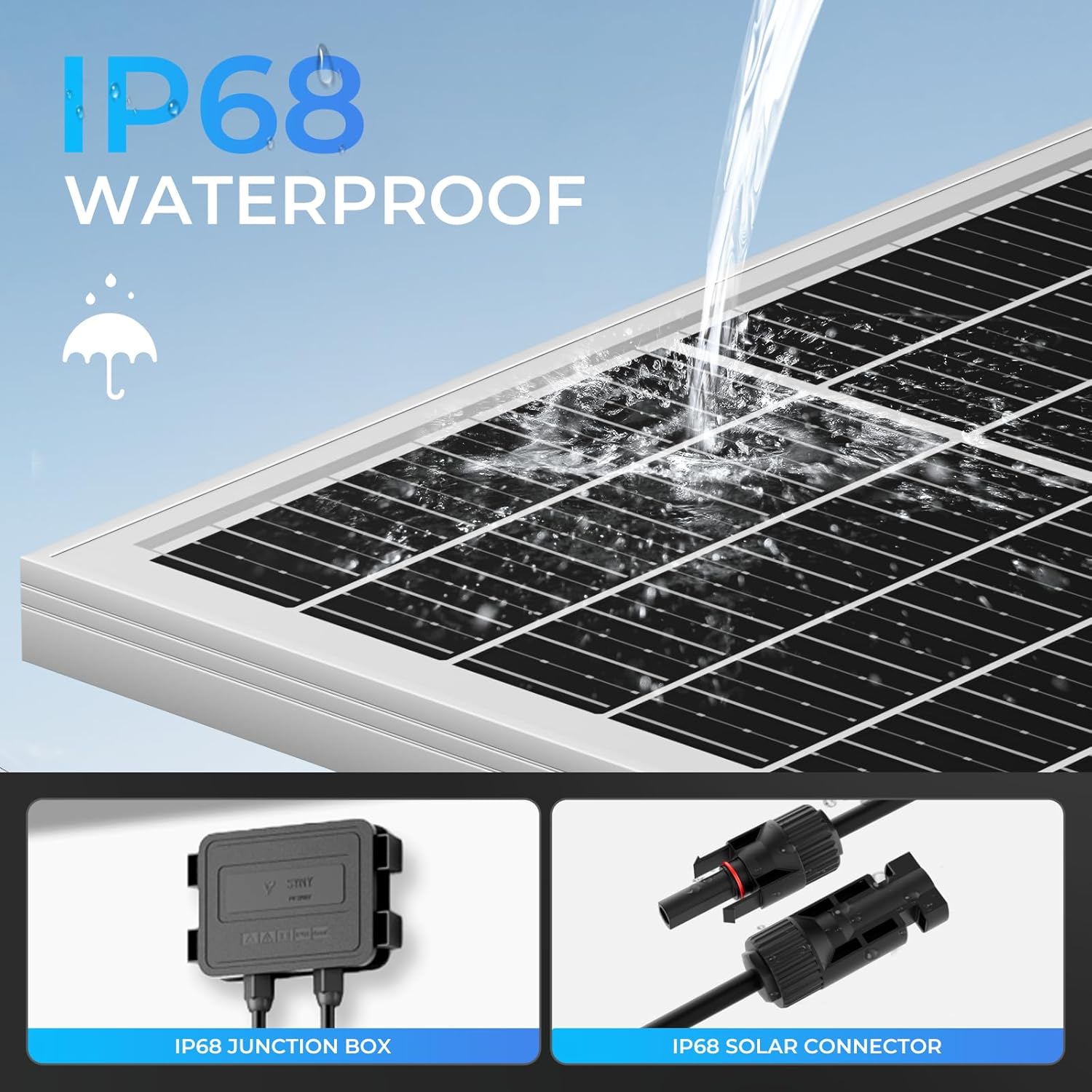 200W N Type Monocrystalline Solar Panel Kit IP68 MC4