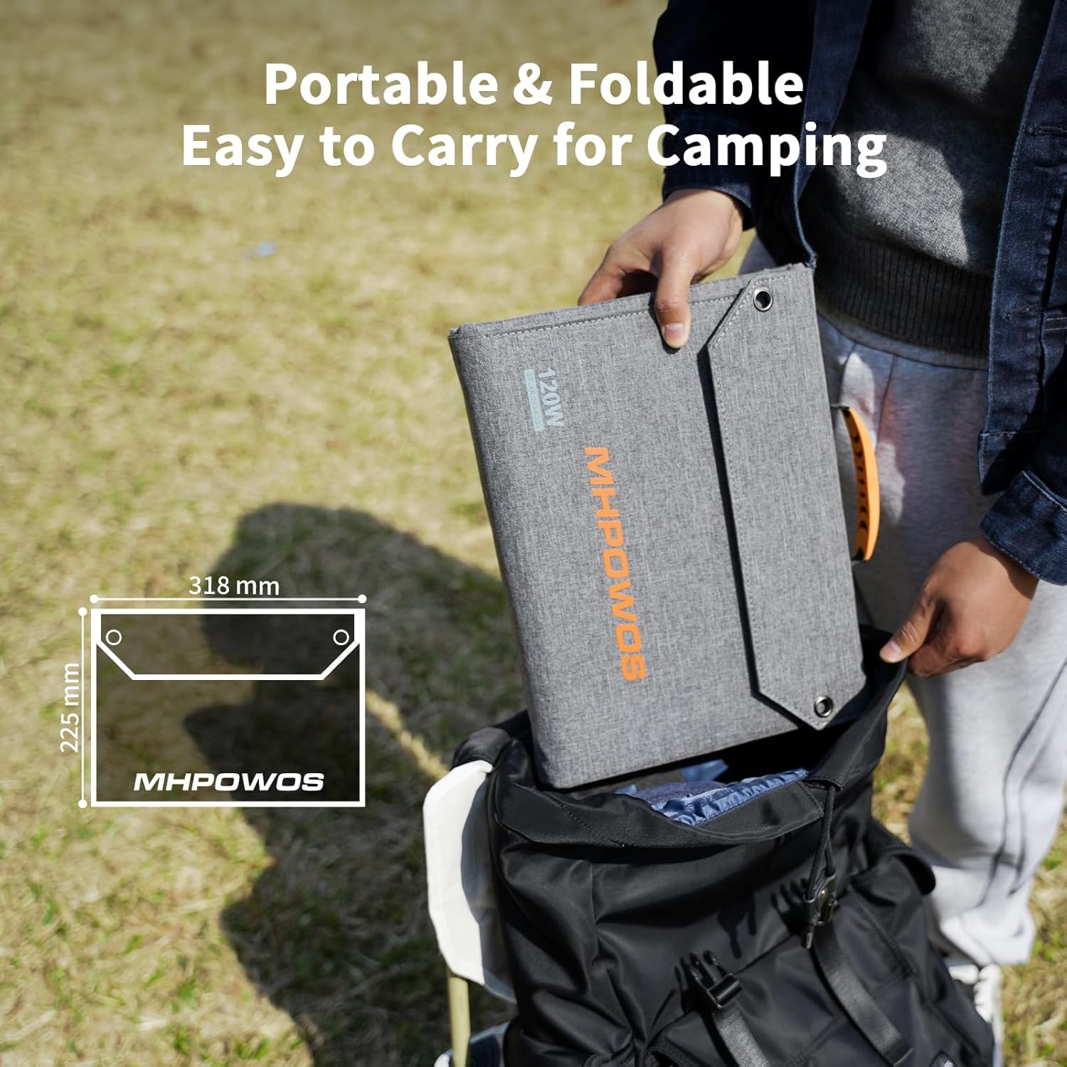 120W Foldable Solar Panel USB C USB A DC Camping Charger