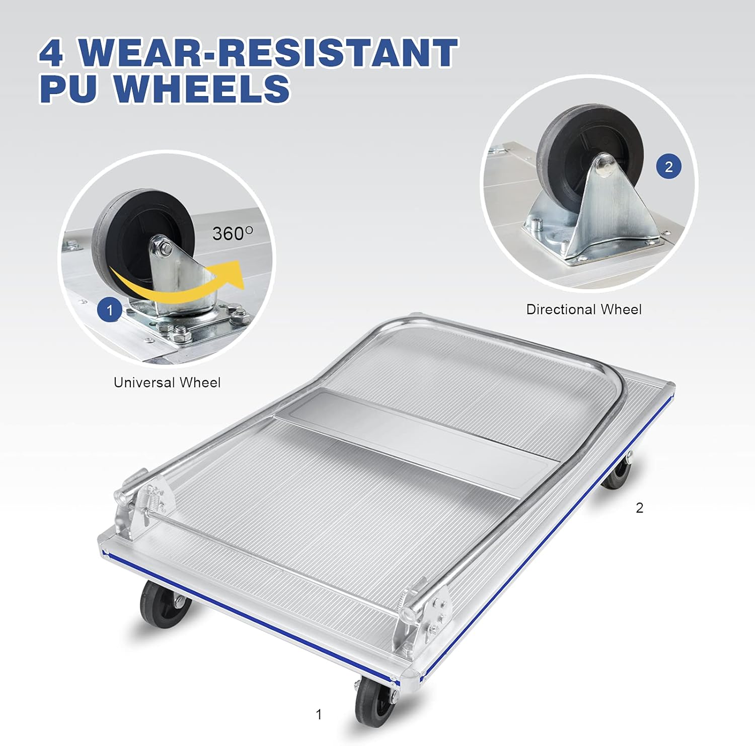 400KG Folding Aluminium Platform Trolley Heavy Duty Push Cart