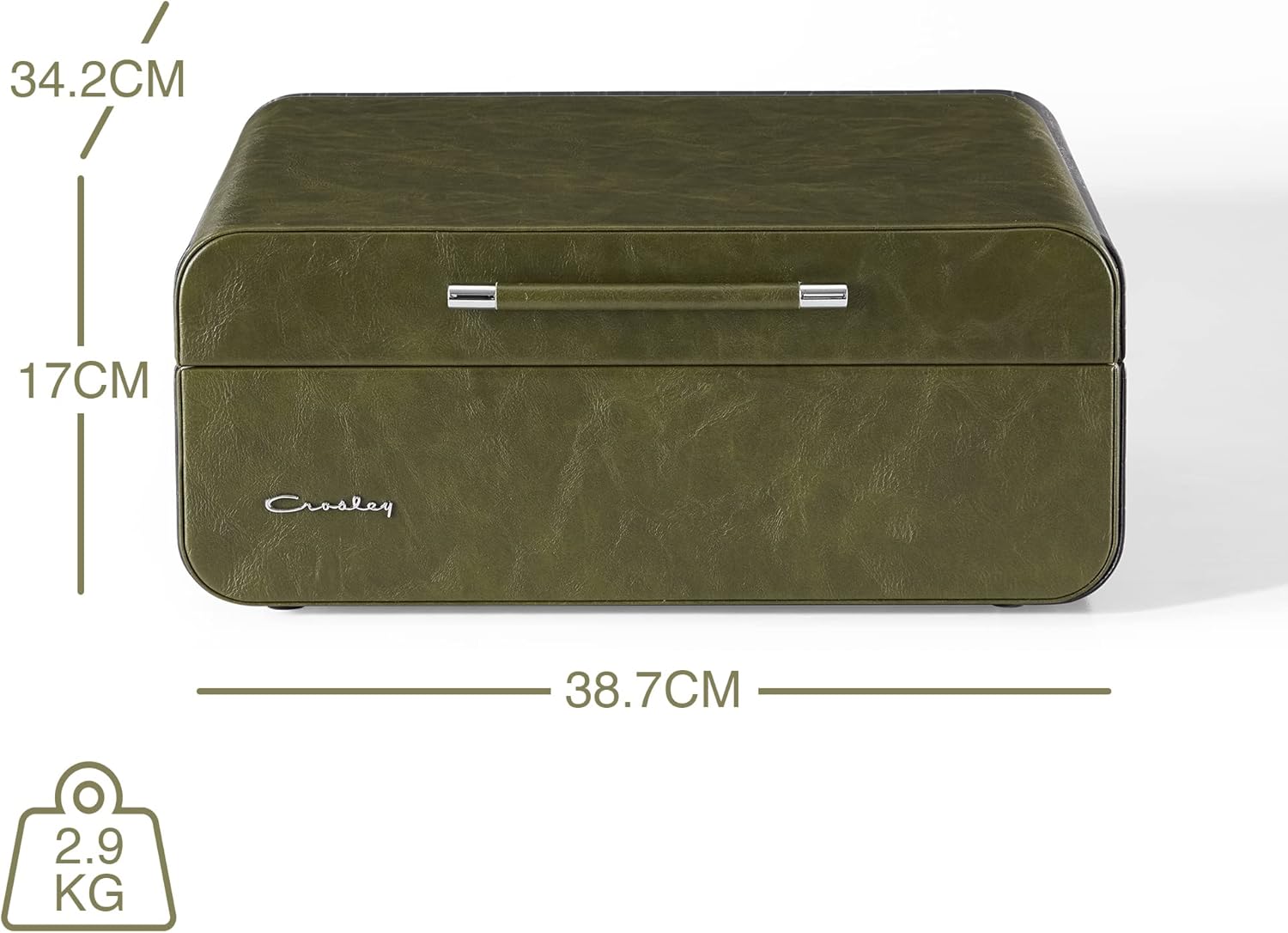 Portable Bluetooth Record Player 3 Speed Suitcase Green