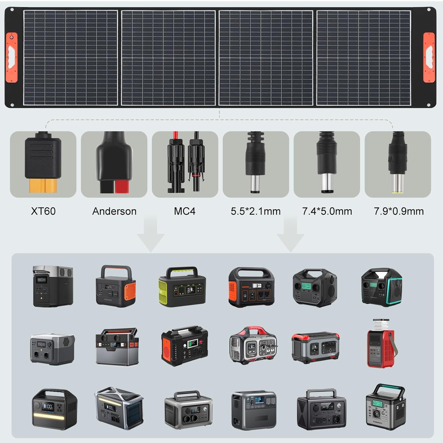 100W Foldable Solar Panel USB C 60W Portable Charger Camping