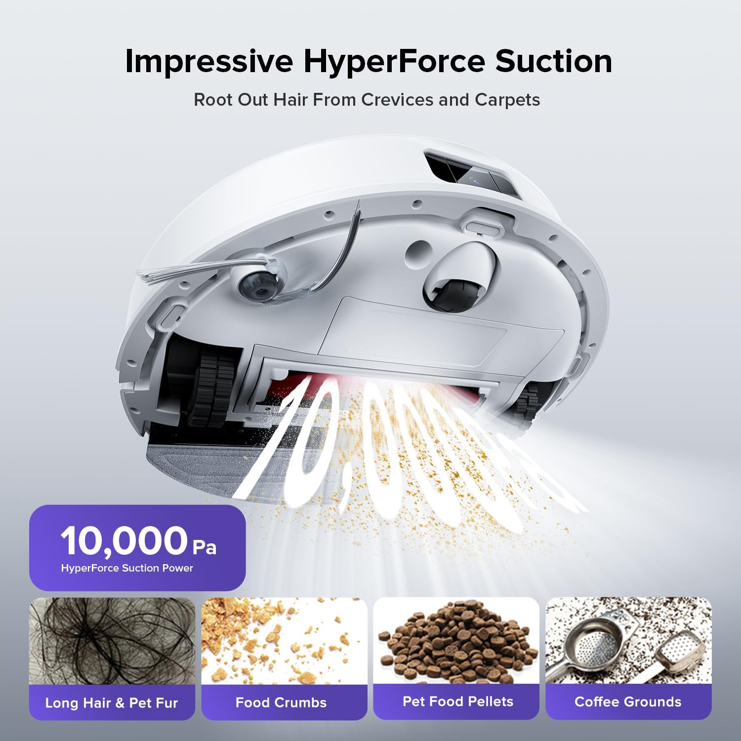 Robot Vacuum Mop 10000Pa LiDAR Mapping Auto Lift Mop Pet Hair