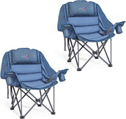 Set of 2 Oversized Padded Camping Chairs 227KG Blue