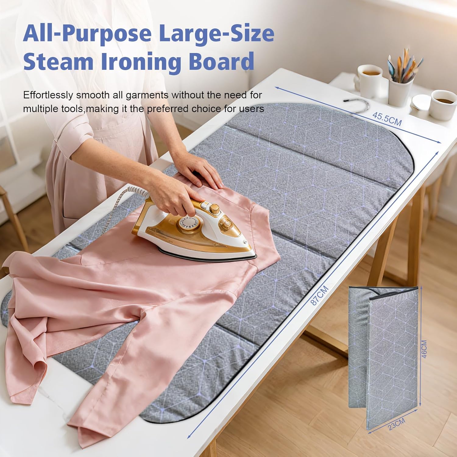 Foldable Garment Steamer Board Hanging Ironing Pad 360° Hook