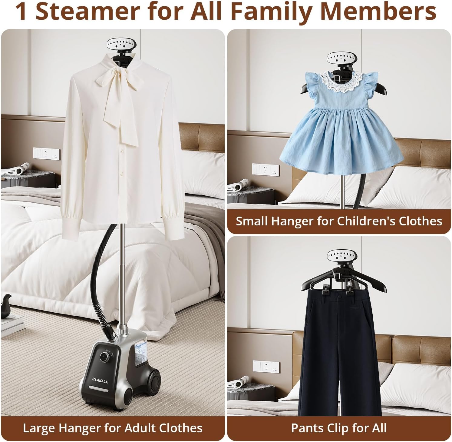 Standing Garment Steamer 1500W 2.5L Fast Heat 30s Clothes