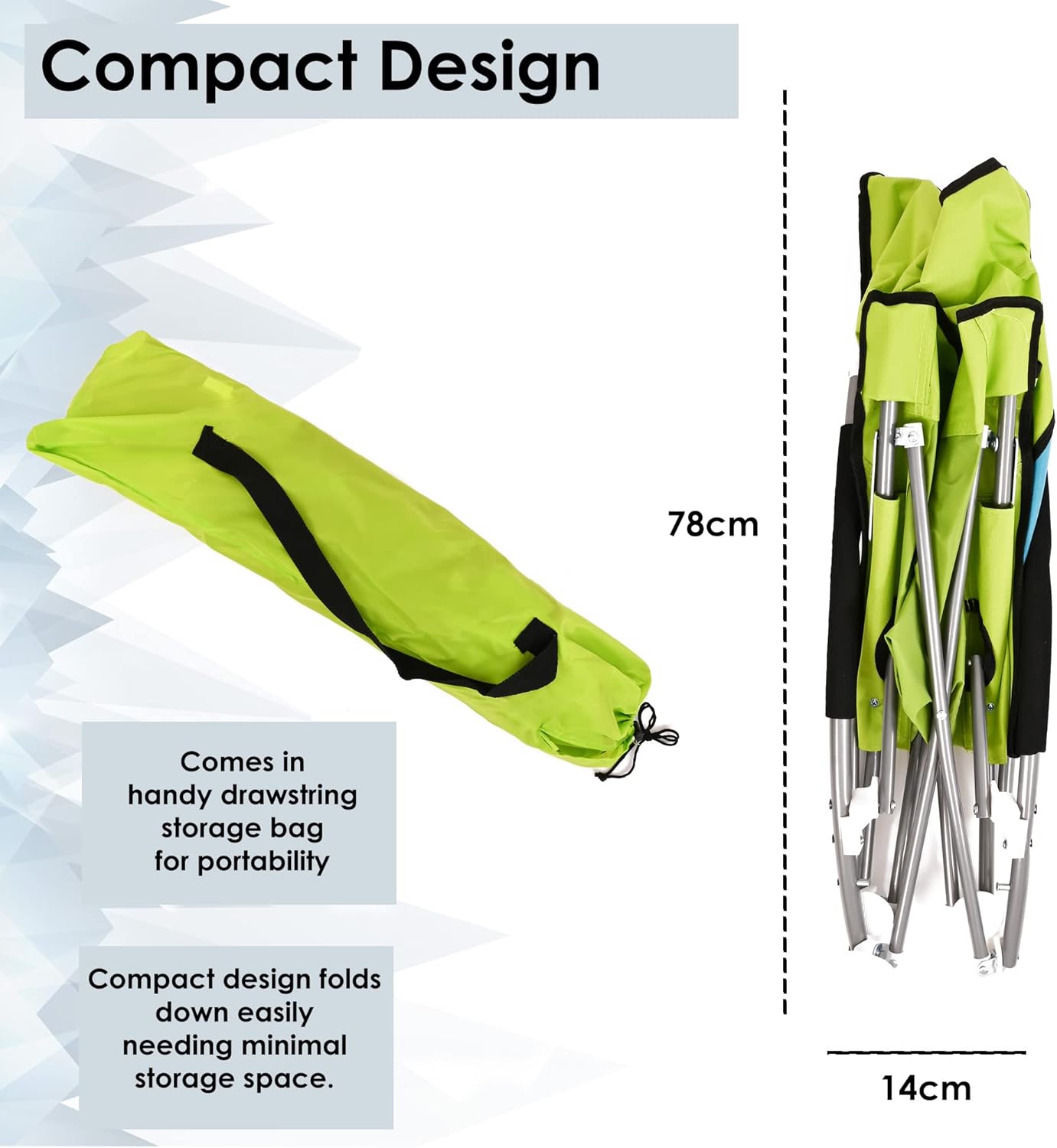Set of 2 Low Folding Beach Chairs Green