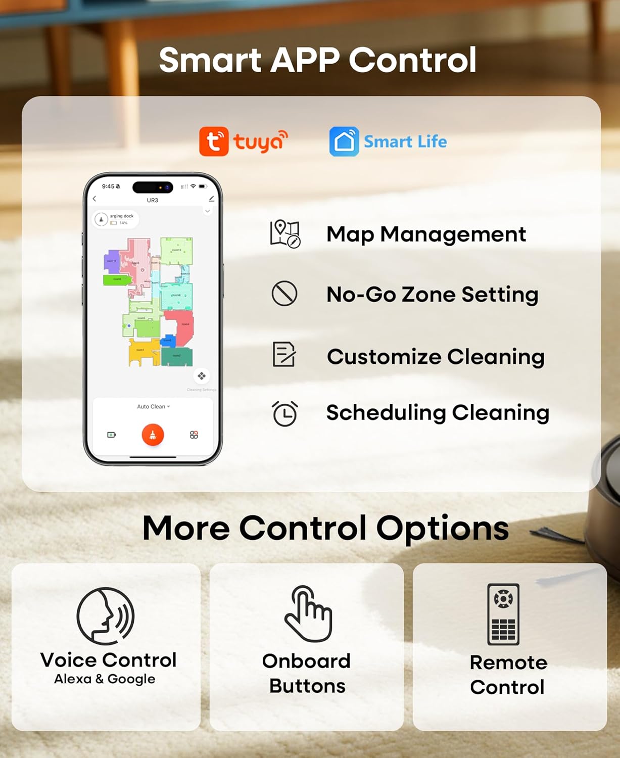 Robot Vacuum Mop 7000Pa Self Empty LiDAR Mapping App Voice Control