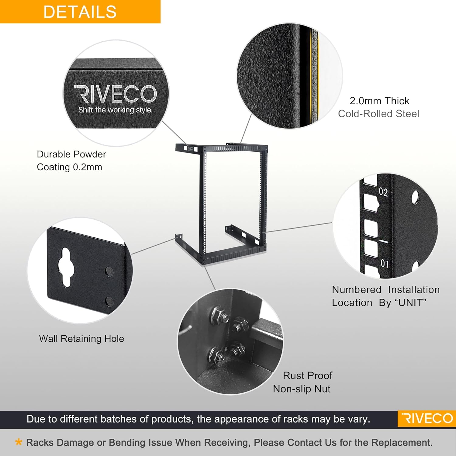 15U Wall Mount Open Frame Network Rack 19 Inch