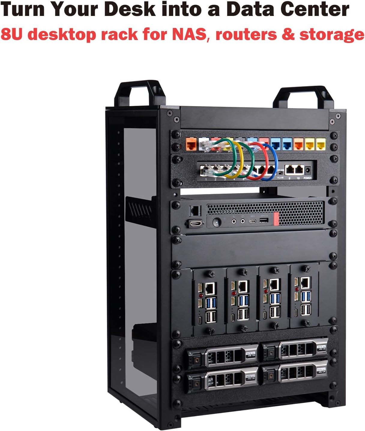 10 Inch 8U Mini Server Rack Cabinet Black
