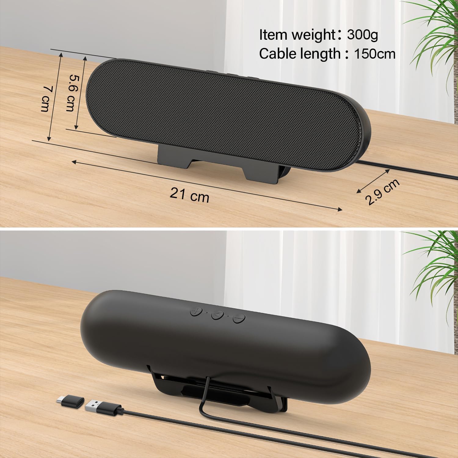 USB PC Speaker Soundbar Clip On Monitor Desktop Stereo Plug Play