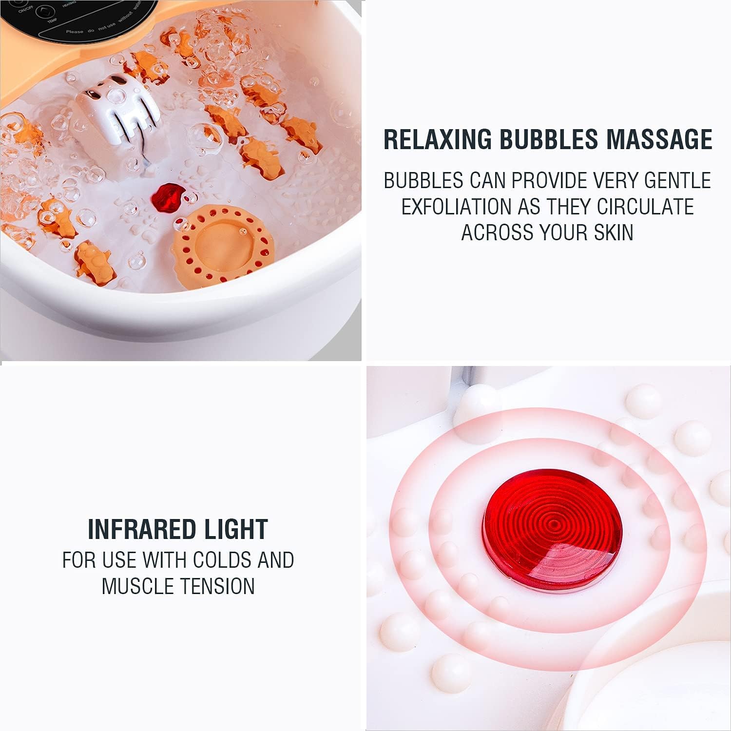 Heated Foot Spa Massager Bubble Bath Rollers Infrared Temp Control