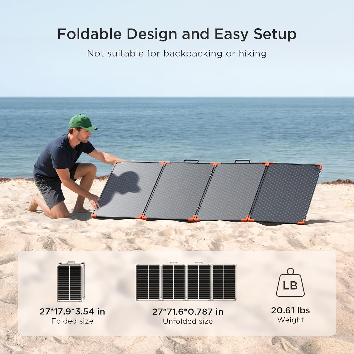 200W Foldable Solar Panel Tempered Glass IP67 RV Charger