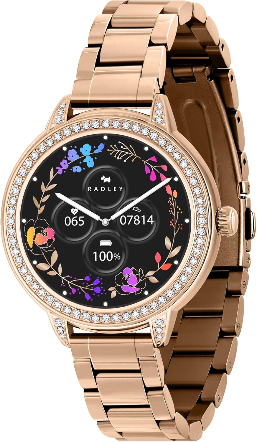 Rose Gold Ladies AMOLED Smart Watch Fitness Tracker Heart Rate Monitor