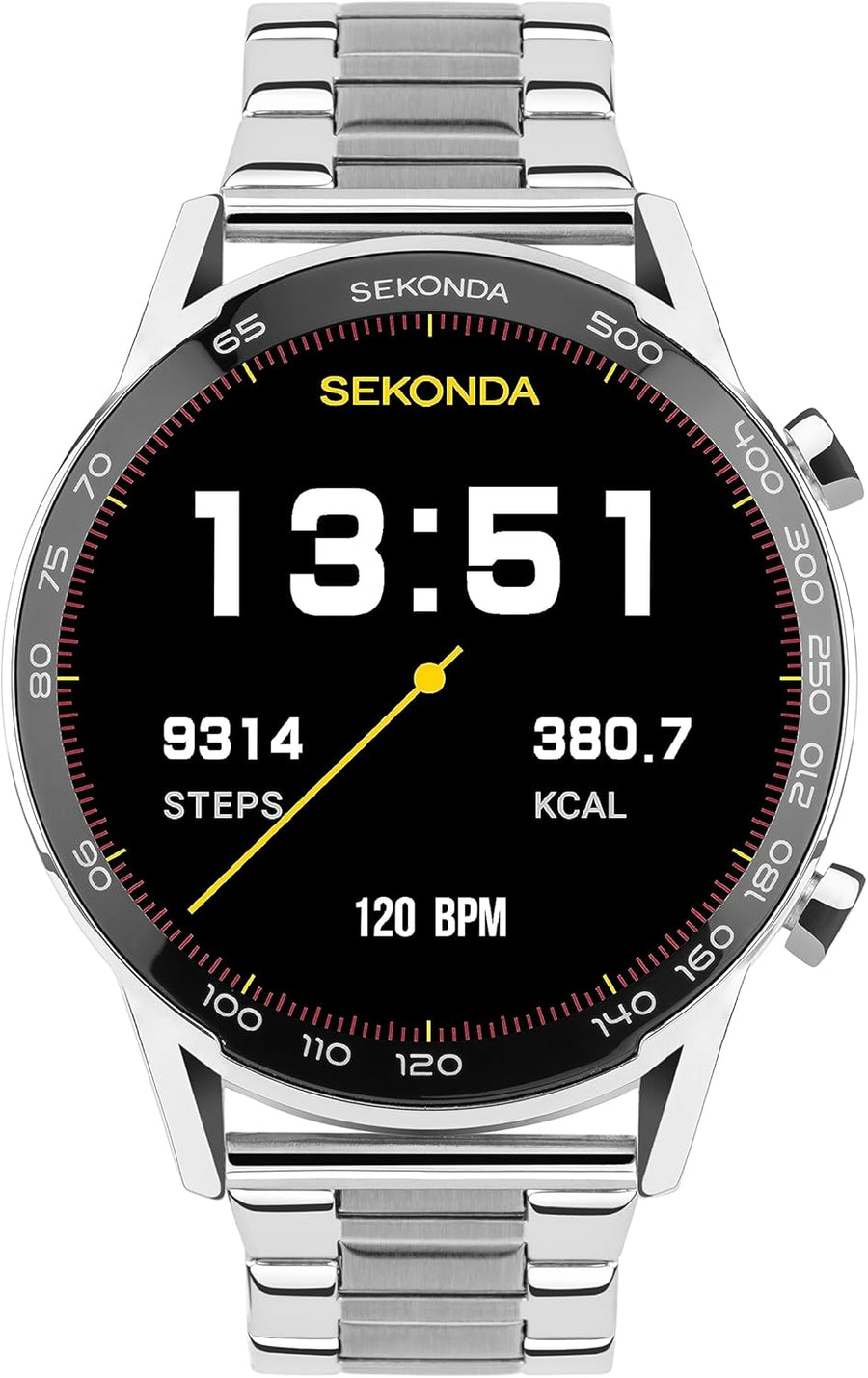 45mm Silver Smart Watch Stainless Steel Fitness Tracker