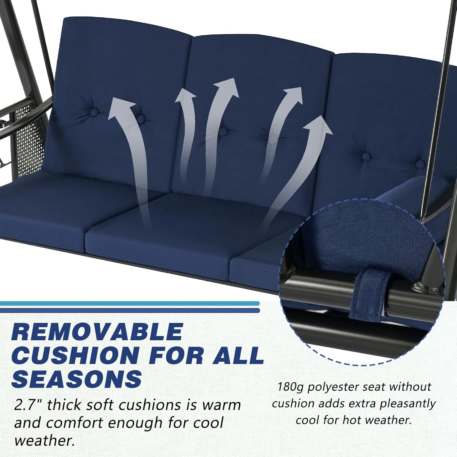 3 Seater Garden Swing Chair Blue Canopy Cup Trays