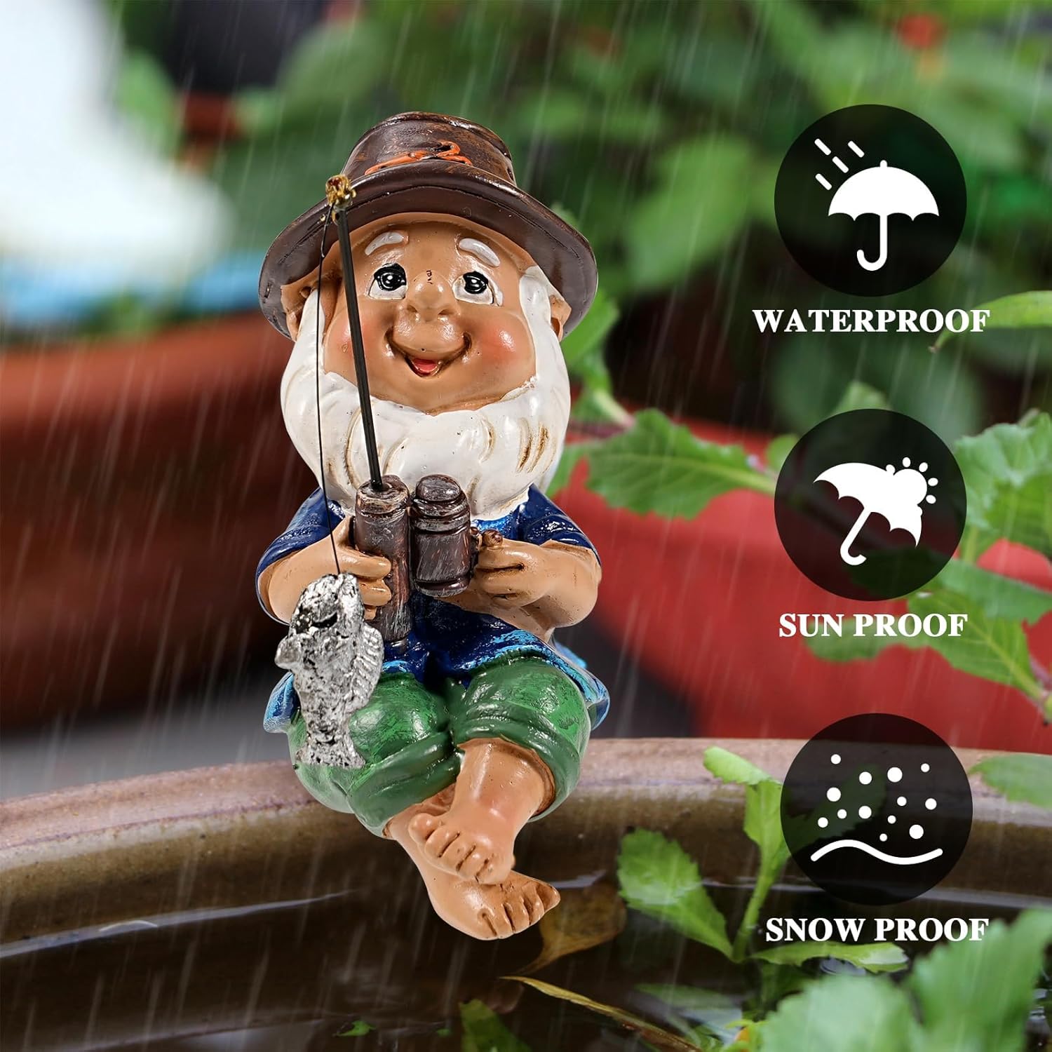 Fishing Garden Gnome Resin Outdoor Pond Lawn Decor Statue
