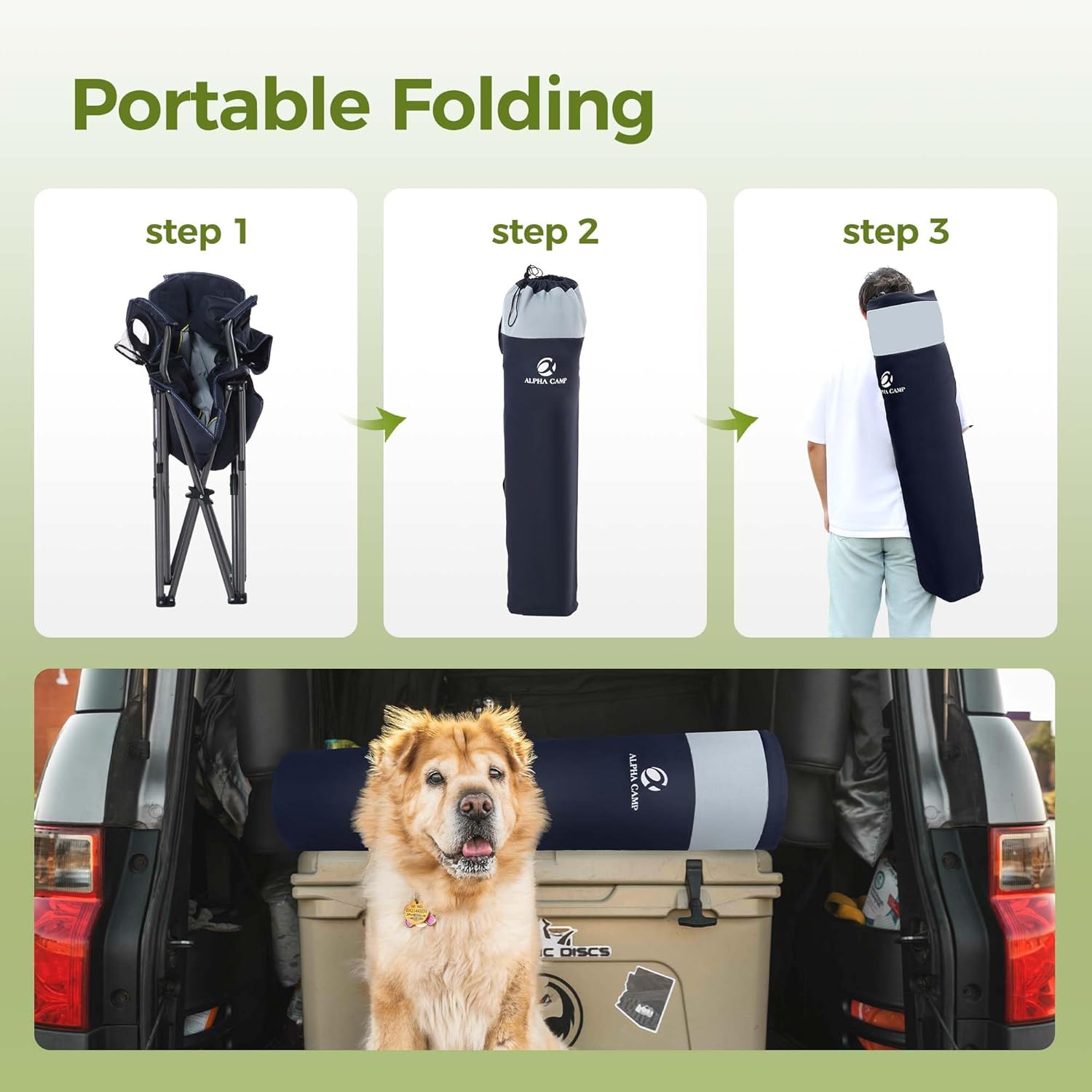 Oversized Camping Chair 200kg Cooler Bag Navy