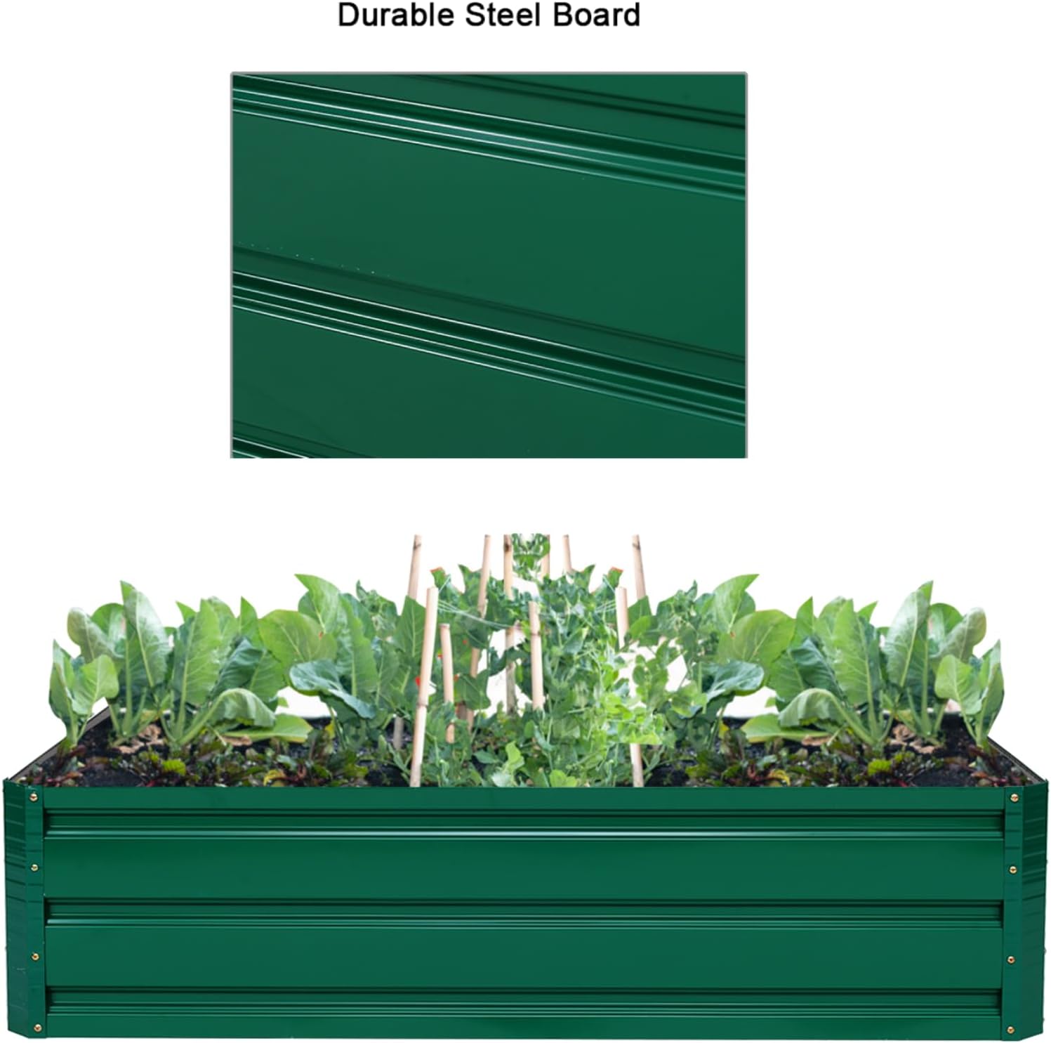 Raised Garden Bed Metal Planter 120cm Outdoor Veg Herb Box Green