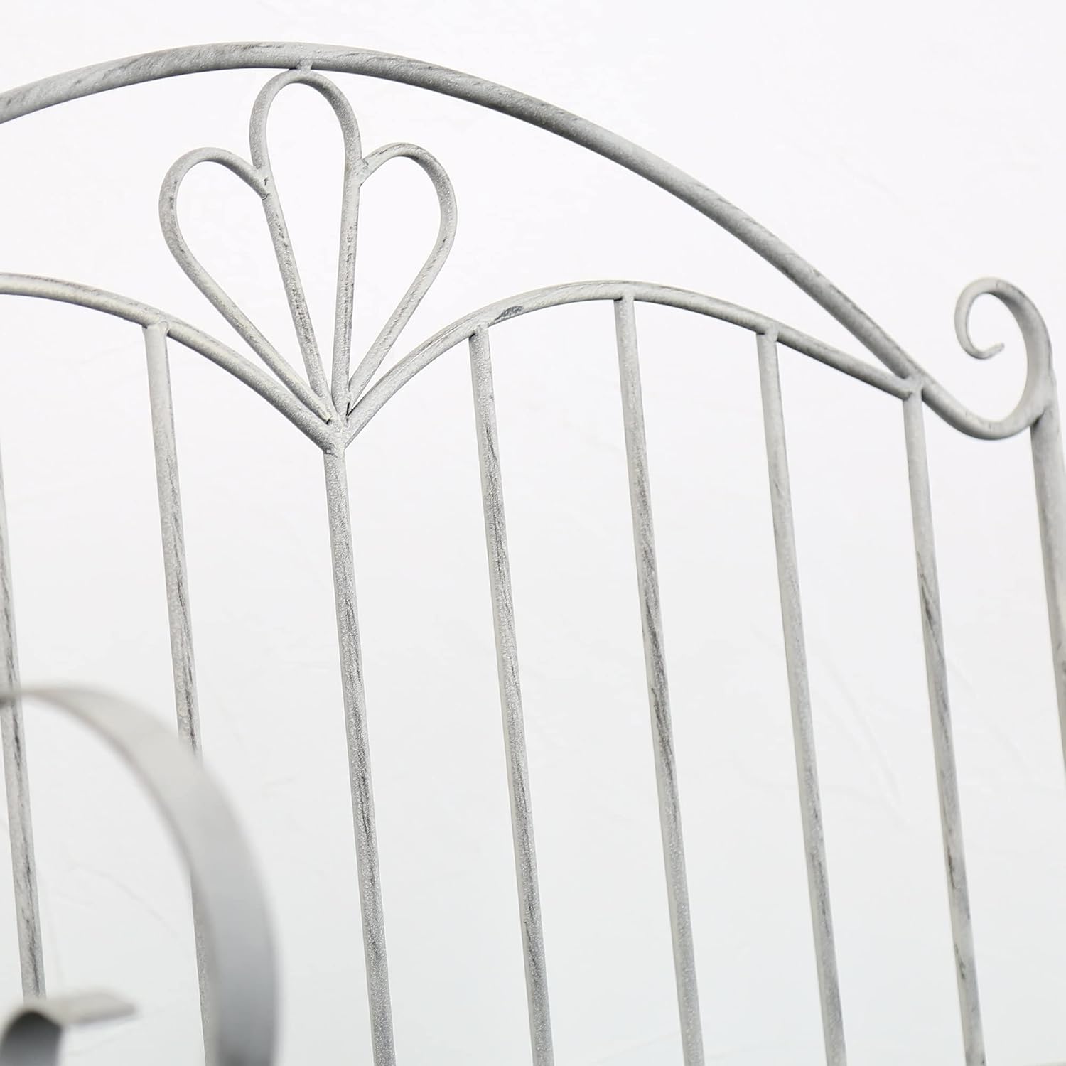 Foldable Metal Garden Bench Vintage Patio Seat Grey Iron