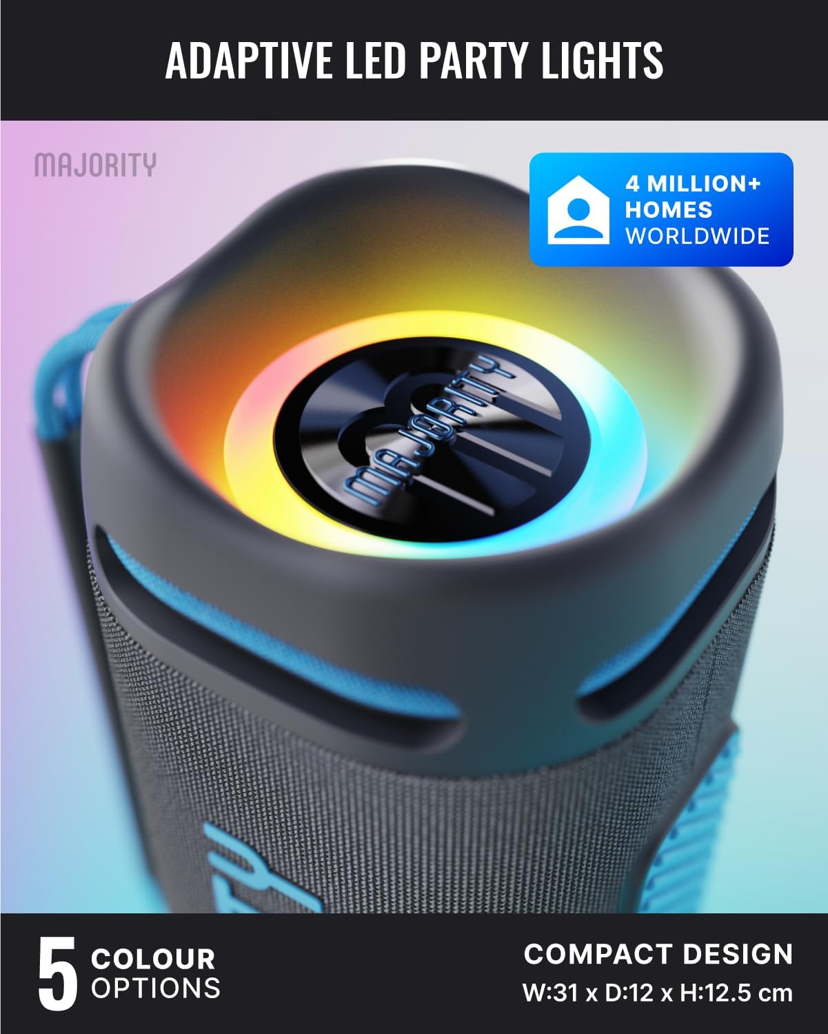 70W Portable Bluetooth Speaker IP67 Waterproof 30H LED Lights