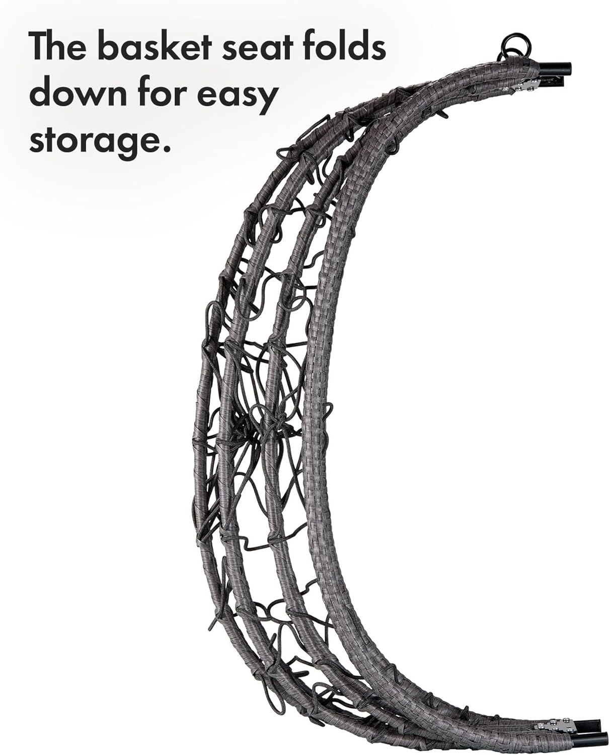 Hanging Egg Chair Grey Rattan Swing Stand Foldable Cushion