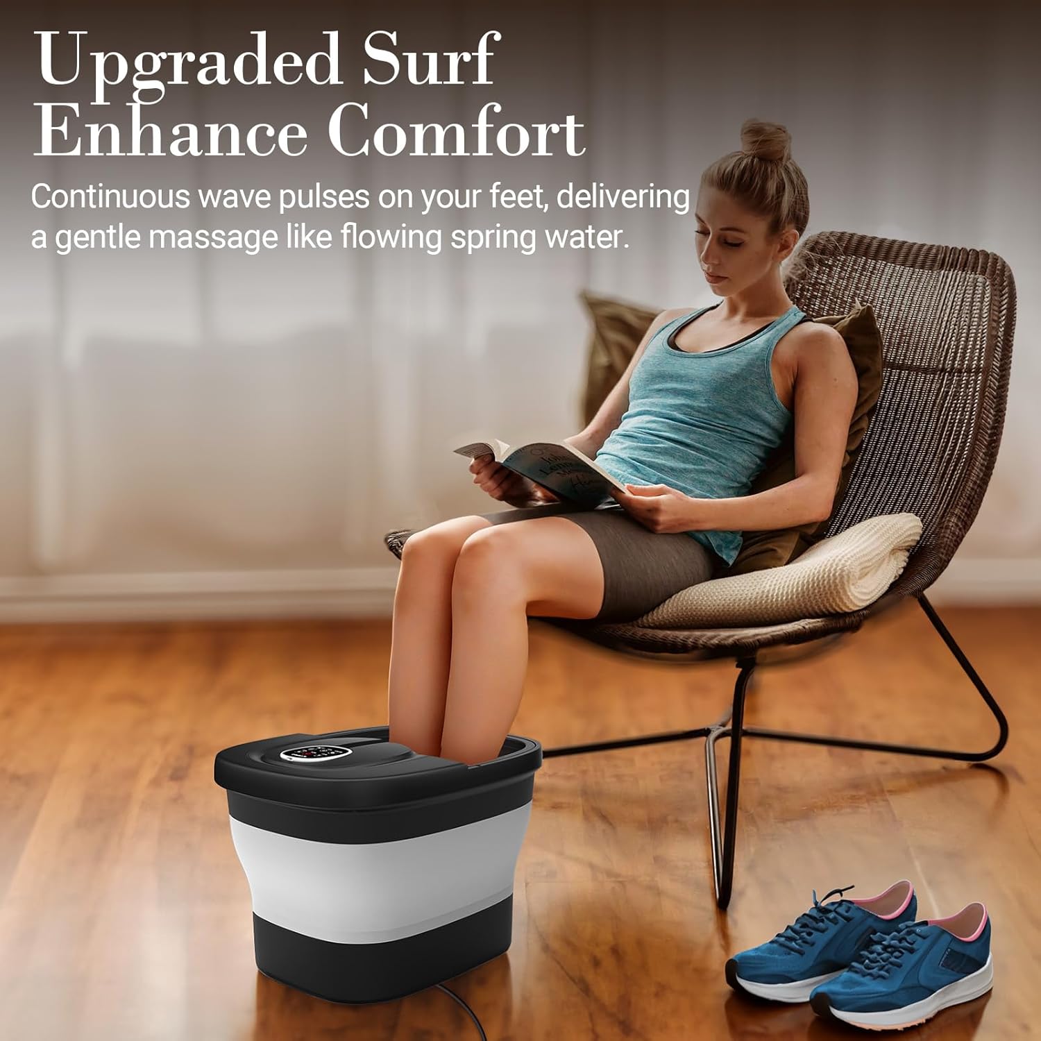 Electric Foot Spa Massager Heat Shiatsu Rollers Remote Foldable