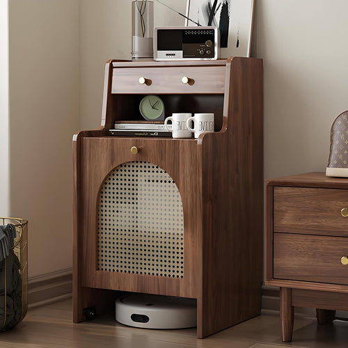 Robot Vacuum Storage Cabinet Mobile Wooden Stand Drawer Shelf