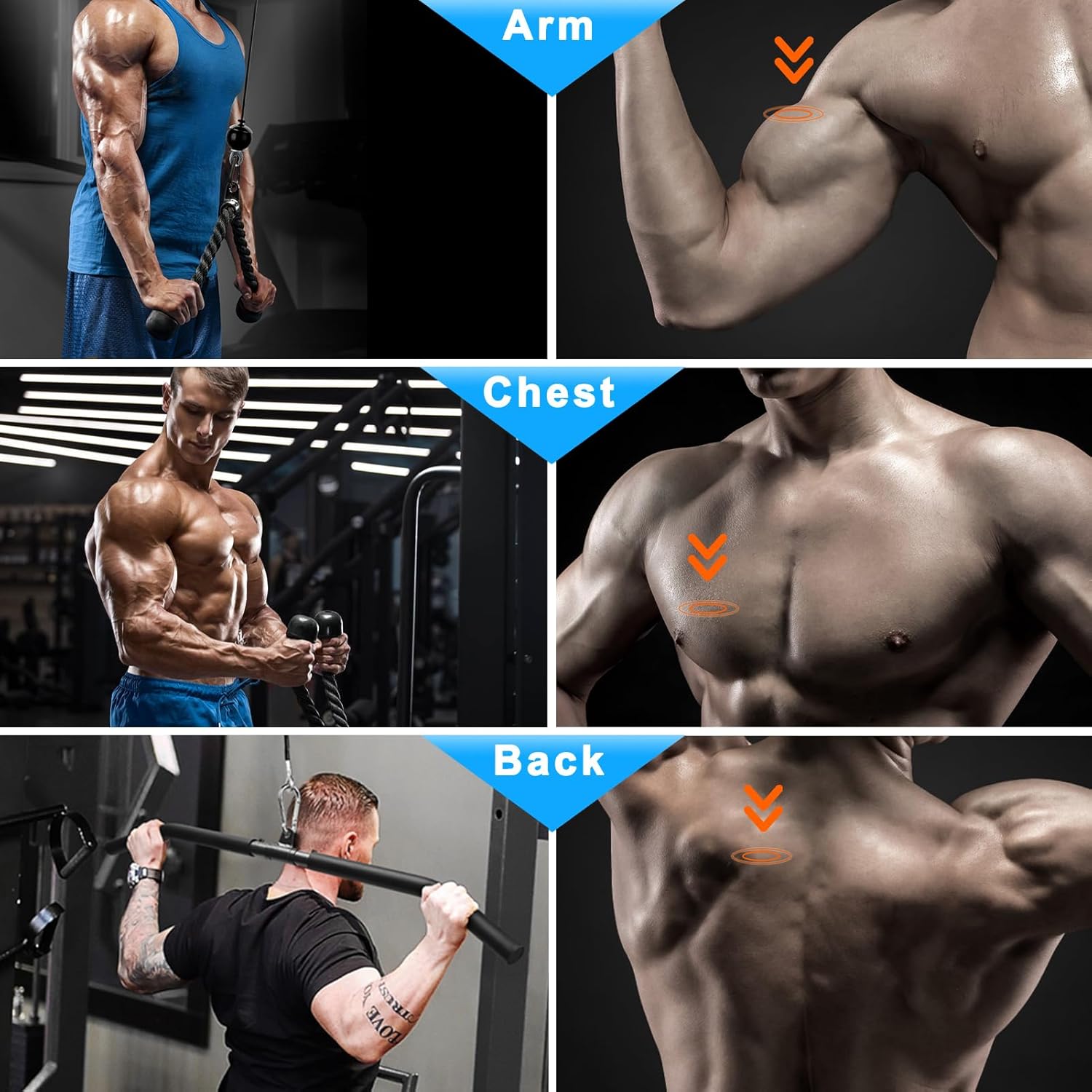 Cable Pulley System Lat Pull Down Home Gym Arm Back Trainer