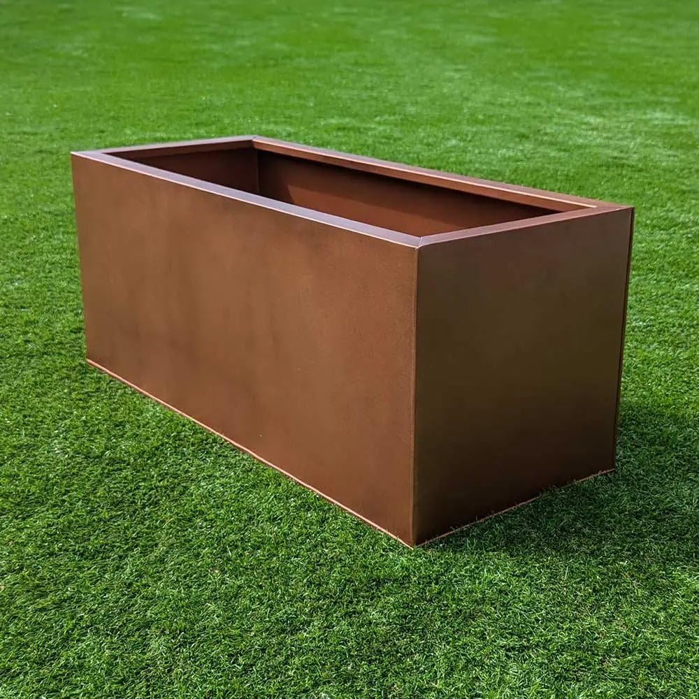Large Copper Metal Trough Planter Rustproof Garden Box 100x40x40cm