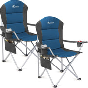 Padded Camping Chairs 2 Pack Deluxe Folding Chairs Blue