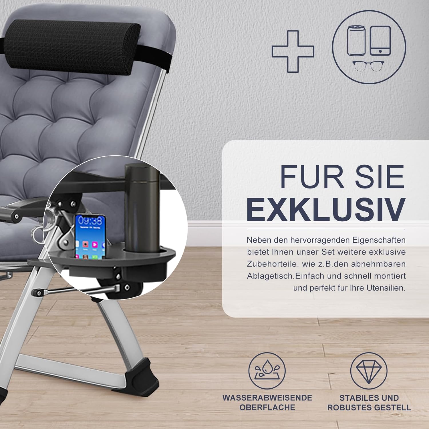 Zero Gravity Folding Recliner Chair Grey 200KG Cushion