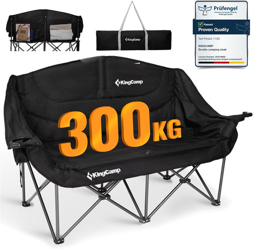 XL 2 Seater Camping Sofa Chair 300KG Black