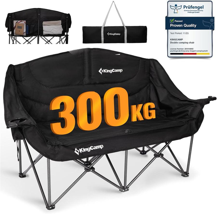 XL 2 Seater Camping Sofa Chair 300KG Black