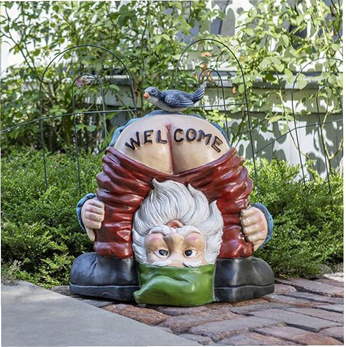 Welcome Garden Gnome Statue Funny Resin Outdoor Lawn Decor