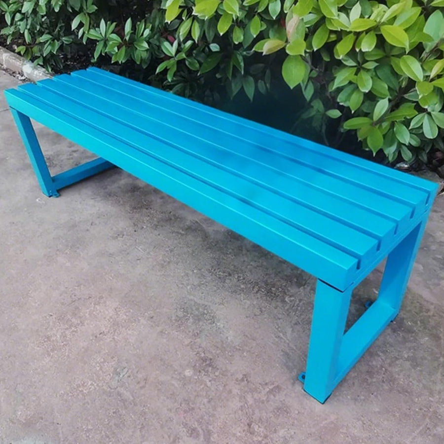 Metal Garden Bench Backless 2 Seater Outdoor Patio Seat 100cm Blue