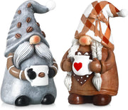 2PCS Coffee Gnome Decor Coffee Bar Resin Figurines Tiered Tray