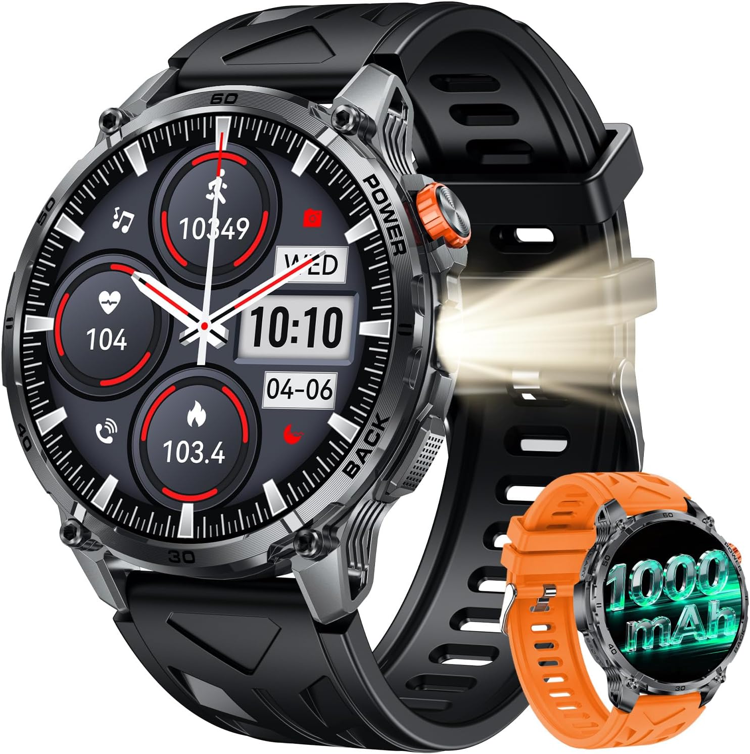 Mens Smart Watch 1000mAh Bluetooth Call 100 Sports