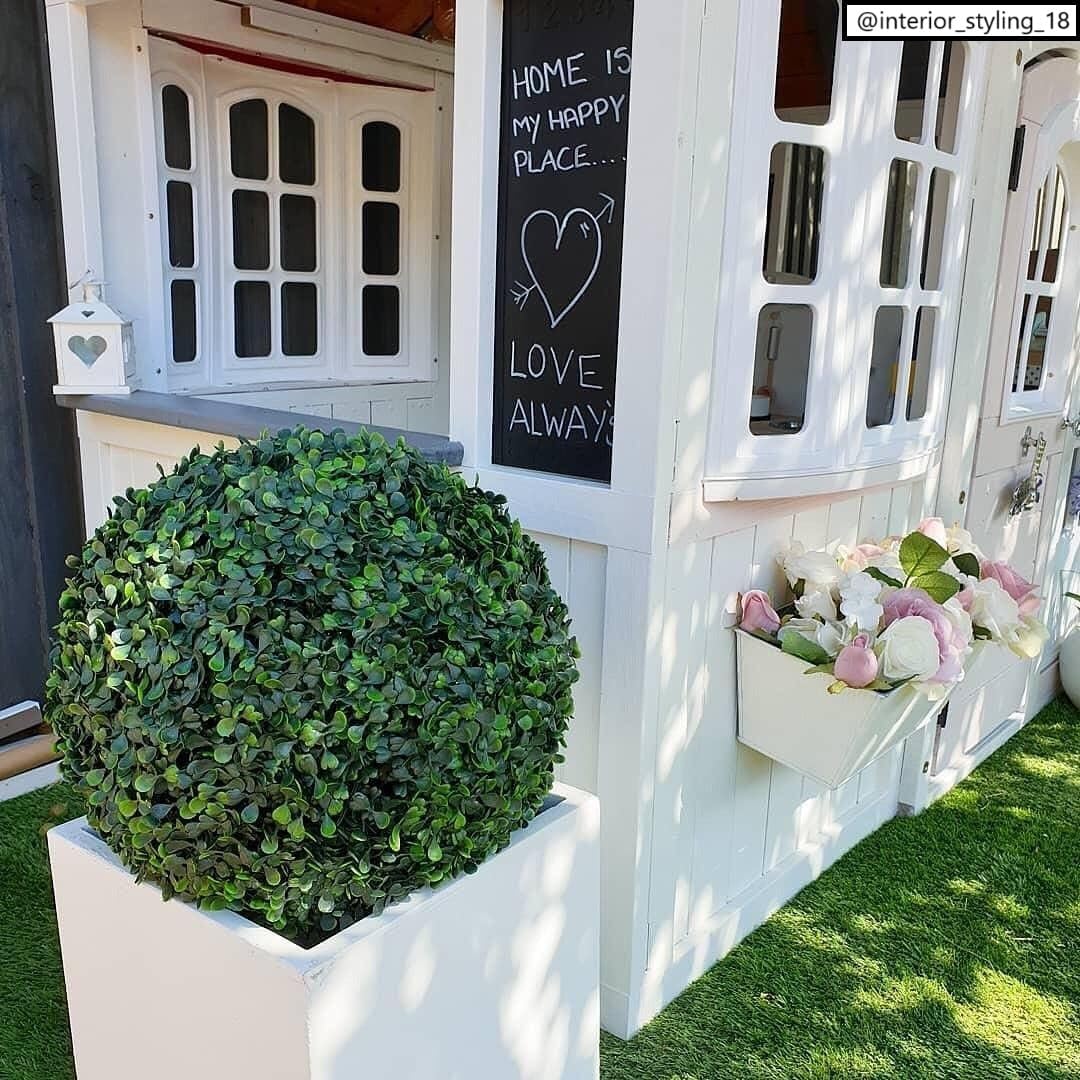 50cm Large Square Planter White Stone Effect Garden Tree Pot