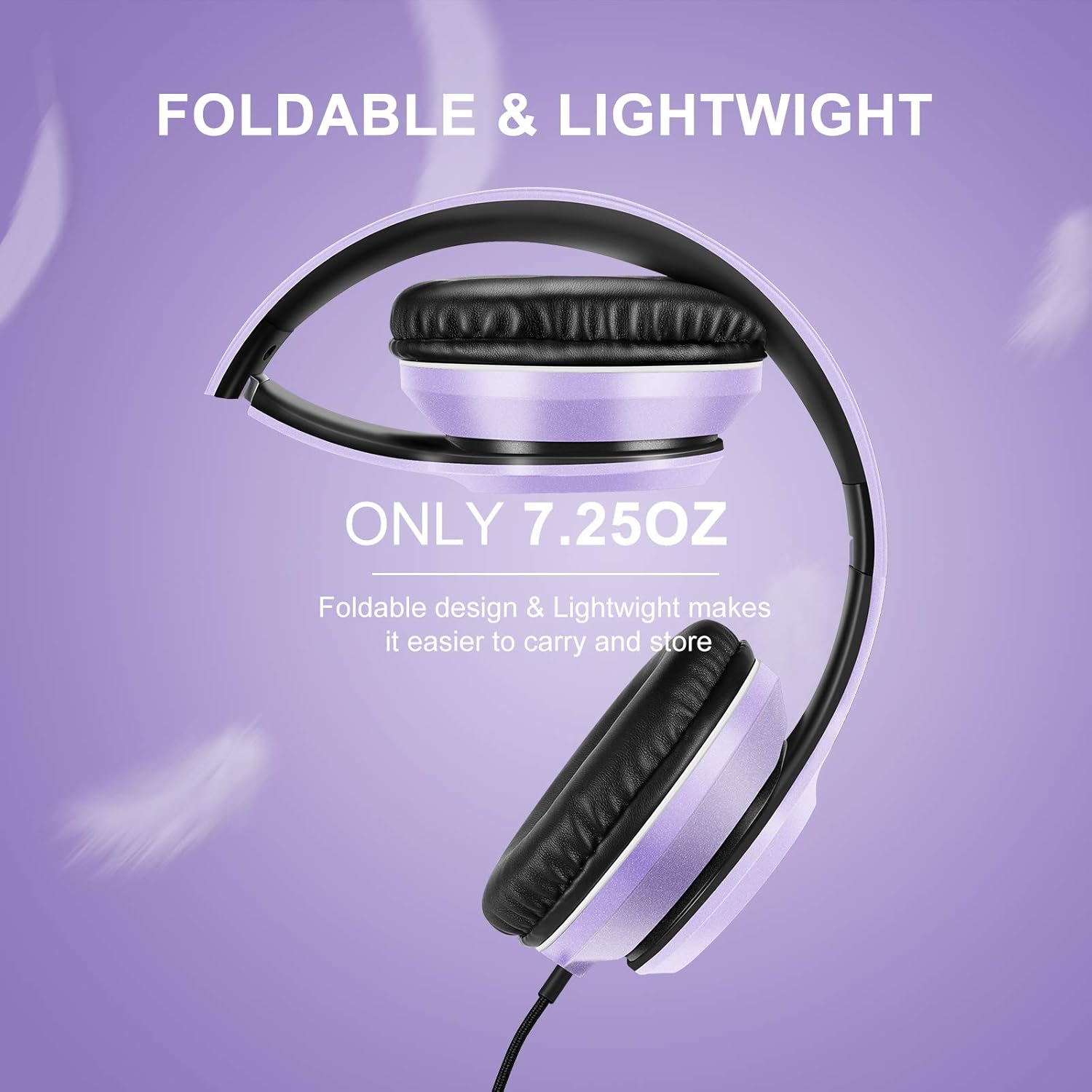 Wired Over Ear Headphones Mic Foldable 3.5mm Stereo Headset