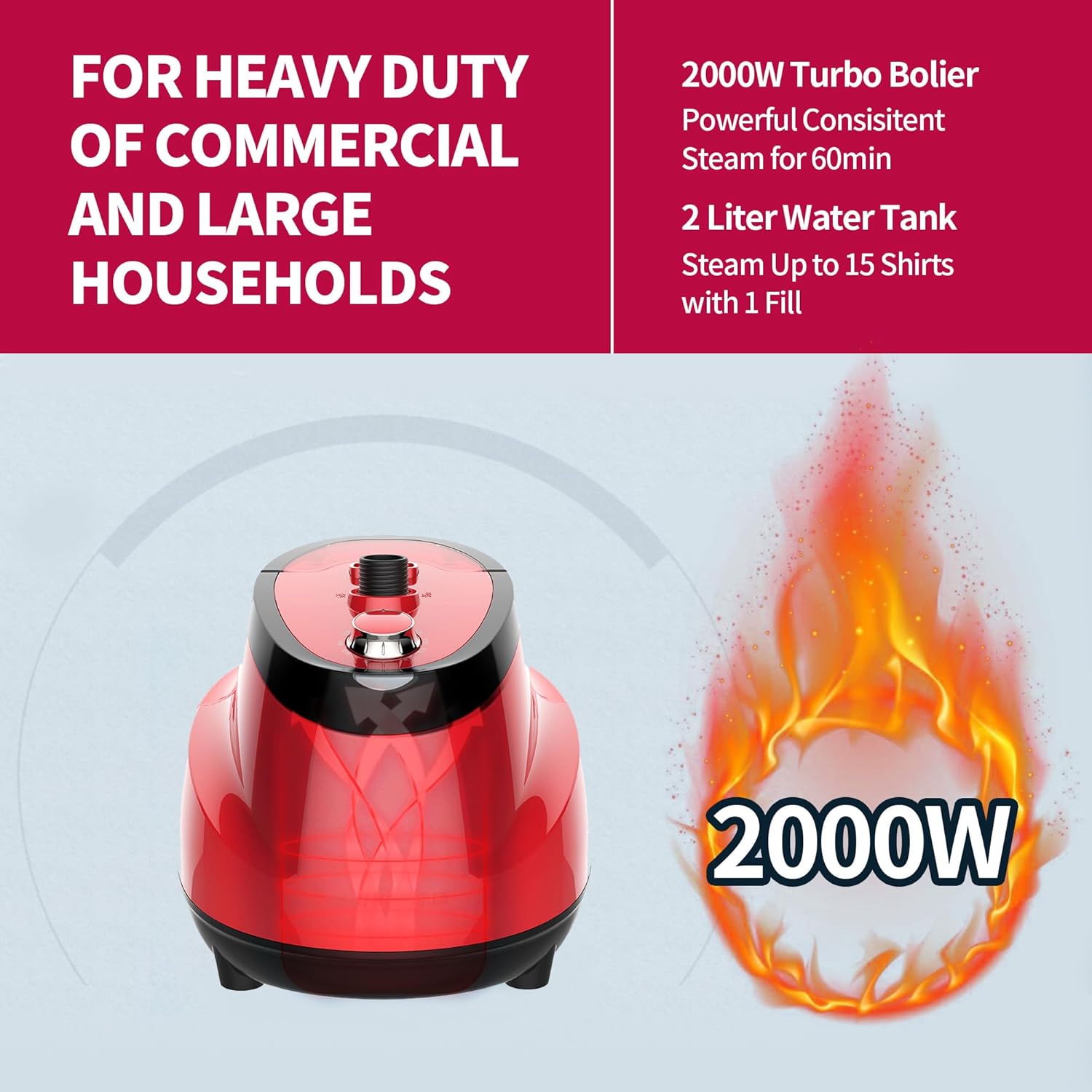 Upright Garment Steamer 2000W 2L Tank 10 Modes 30s Heat